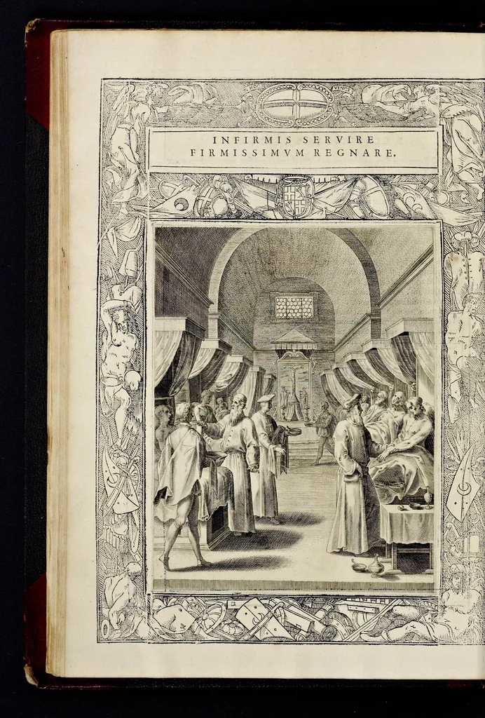 An illustration from Statvta Hospitalis Hiervsalem, 1588, leaf 81