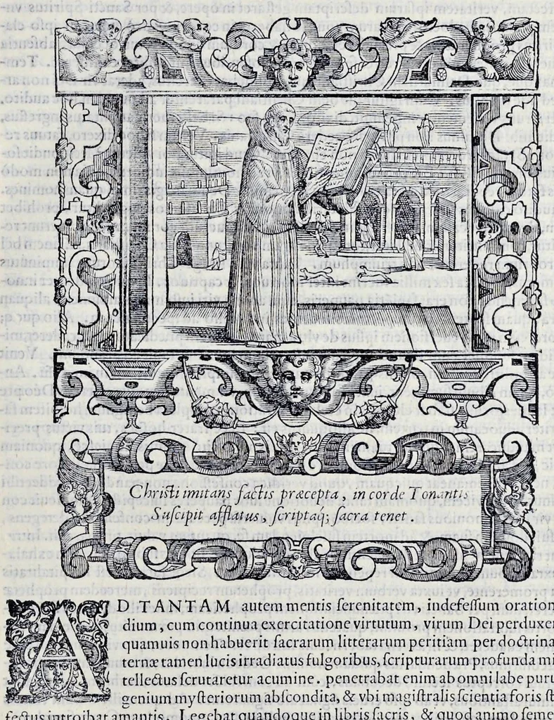 An illustration from Historiarvm seraphicae religionis libri tres, seriem temporum continentes, quibus breui explicantur fundamenta, uniuersiq[ue] ordinis amplificatio, gradus, et instituta; nec non uiri scientia, uirtutibus, et fama praeclari, 1586, leaf 118