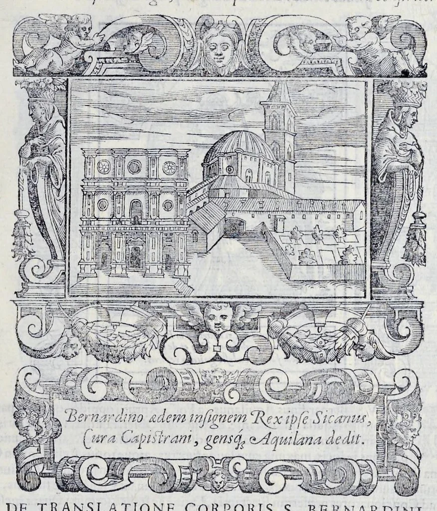 An illustration from Historiarvm seraphicae religionis libri tres, seriem temporum continentes, quibus breui explicantur fundamenta, uniuersiq[ue] ordinis amplificatio, gradus, et instituta; nec non uiri scientia, uirtutibus, et fama praeclari, 1586, leaf 234