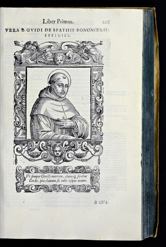 An illustration from Historiarvm seraphicae religionis libri tres, seriem temporum continentes, quibus breui explicantur fundamenta, uniuersiq[ue] ordinis amplificatio, gradus, et instituta; nec non uiri scientia, uirtutibus, et fama praeclari, 1586, leaf 264