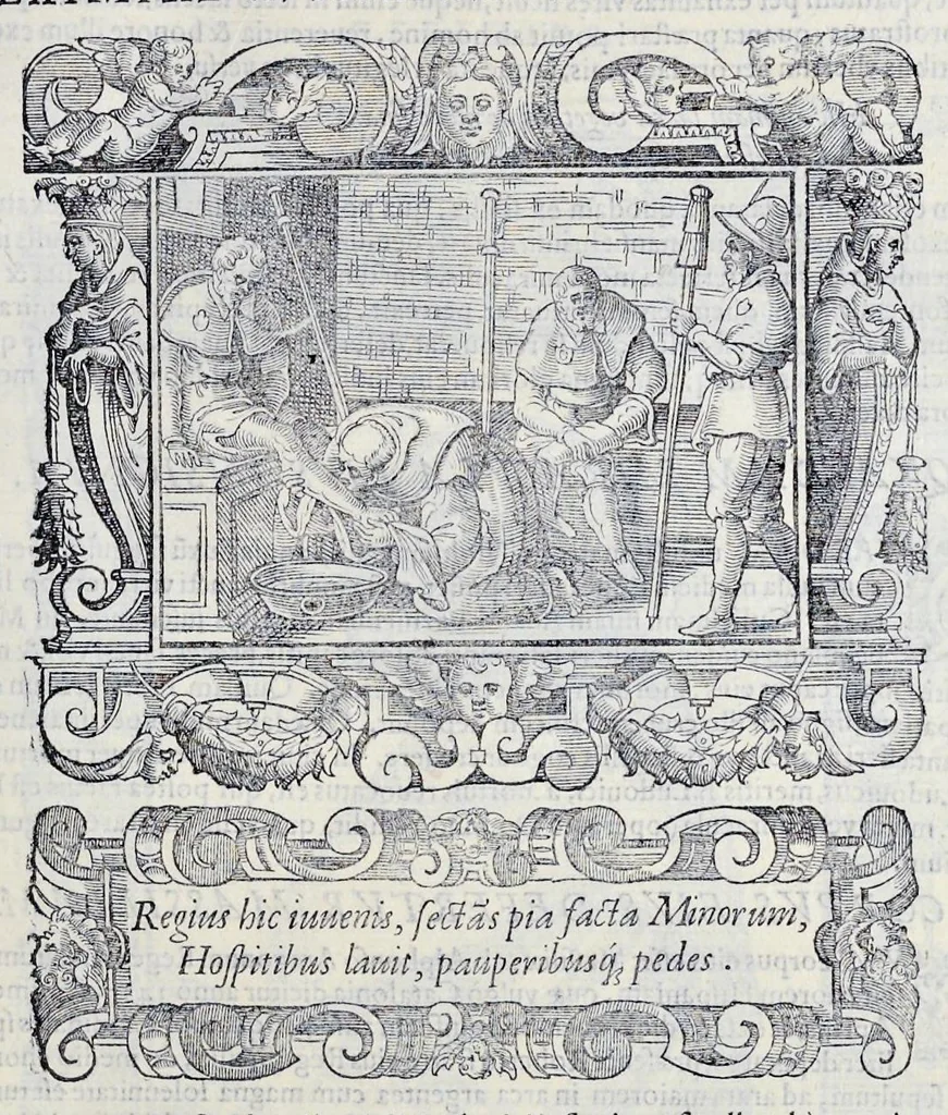 An illustration from Historiarvm seraphicae religionis libri tres, seriem temporum continentes, quibus breui explicantur fundamenta, uniuersiq[ue] ordinis amplificatio, gradus, et instituta; nec non uiri scientia, uirtutibus, et fama praeclari, 1586, leaf 296