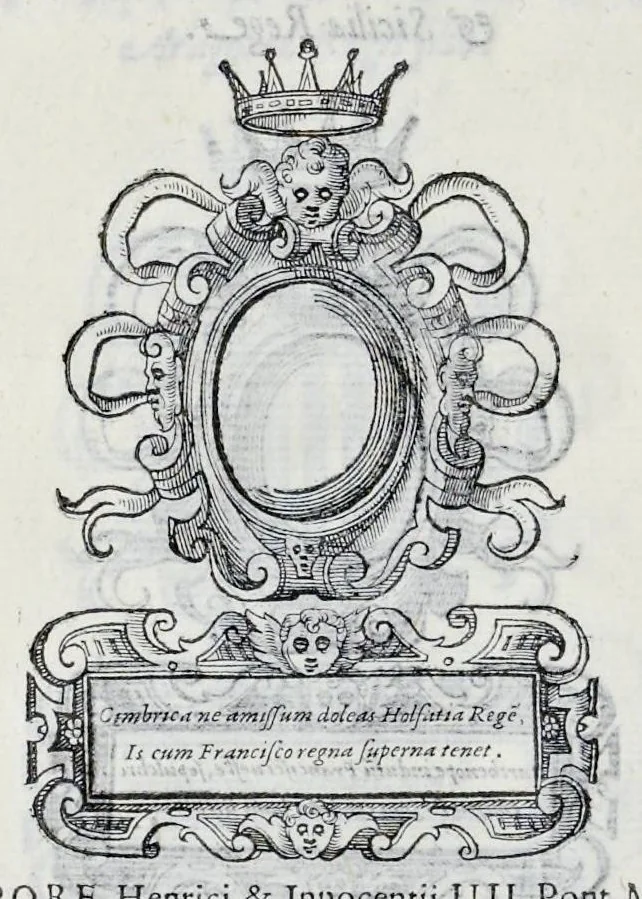 An illustration from Historiarvm seraphicae religionis libri tres, seriem temporum continentes, quibus breui explicantur fundamenta, uniuersiq[ue] ordinis amplificatio, gradus, et instituta; nec non uiri scientia, uirtutibus, et fama praeclari, 1586, leaf 481