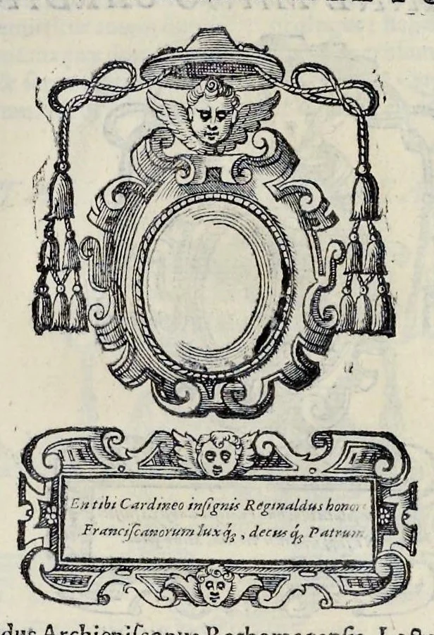 An illustration from Historiarvm seraphicae religionis libri tres, seriem temporum continentes, quibus breui explicantur fundamenta, uniuersiq[ue] ordinis amplificatio, gradus, et instituta; nec non uiri scientia, uirtutibus, et fama praeclari, 1586, leaf 492