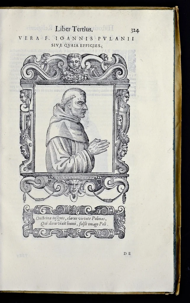 An illustration from Historiarvm seraphicae religionis libri tres, seriem temporum continentes, quibus breui explicantur fundamenta, uniuersiq[ue] ordinis amplificatio, gradus, et instituta; nec non uiri scientia, uirtutibus, et fama praeclari, 1586, leaf 712