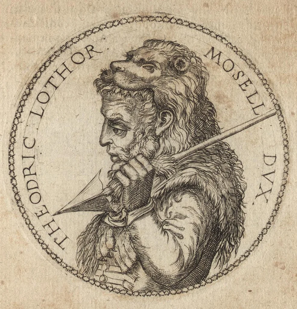 An illustration from Avstrasiae reges et dvces epigrammatis, 1591, leaf 100
