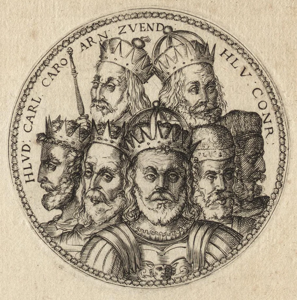 An illustration from Avstrasiae reges et dvces epigrammatis, 1591, leaf 72
