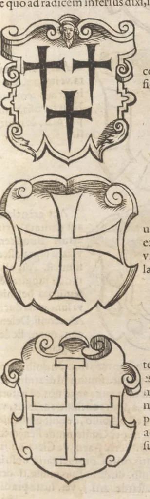 An illustration from Catalogvs gloriae mvndi D. Bartholomaei Cassanaei, Bvrgvndi, apvd Aqvas Sextias in Senatv decvriae praesidis, ac viri clarissimi : in qvo mvlta praeclara de praerogativis, praeeminentijs, maioritate, praestantijs, & excellentijs, continentur ... : opvs ... in XII. libros diuisum, nvnc denvo accvratissime emendatvm ac novis figvris elegantissime illustratum, ita vt facile omnes caeteras editiones antecellere possit, 1579, leaf 136