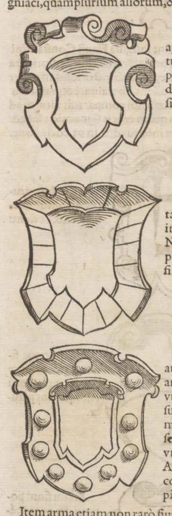 An illustration from Catalogvs gloriae mvndi D. Bartholomaei Cassanaei, Bvrgvndi, apvd Aqvas Sextias in Senatv decvriae praesidis, ac viri clarissimi : in qvo mvlta praeclara de praerogativis, praeeminentijs, maioritate, praestantijs, & excellentijs, continentur ... : opvs ... in XII. libros diuisum, nvnc denvo accvratissime emendatvm ac novis figvris elegantissime illustratum, ita vt facile omnes caeteras editiones antecellere possit, 1579, leaf 139