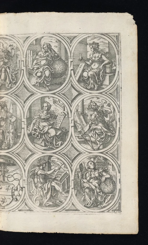 An illustration from Catalogvs gloriae mvndi D. Bartholomaei Cassanaei, Bvrgvndi, apvd Aqvas Sextias in Senatv decvriae praesidis, ac viri clarissimi : in qvo mvlta praeclara de praerogativis, praeeminentijs, maioritate, praestantijs, & excellentijs, continentur ... : opvs ... in XII. libros diuisum, nvnc denvo accvratissime emendatvm ac novis figvris elegantissime illustratum, ita vt facile omnes caeteras editiones antecellere possit, 1579, leaf 36
