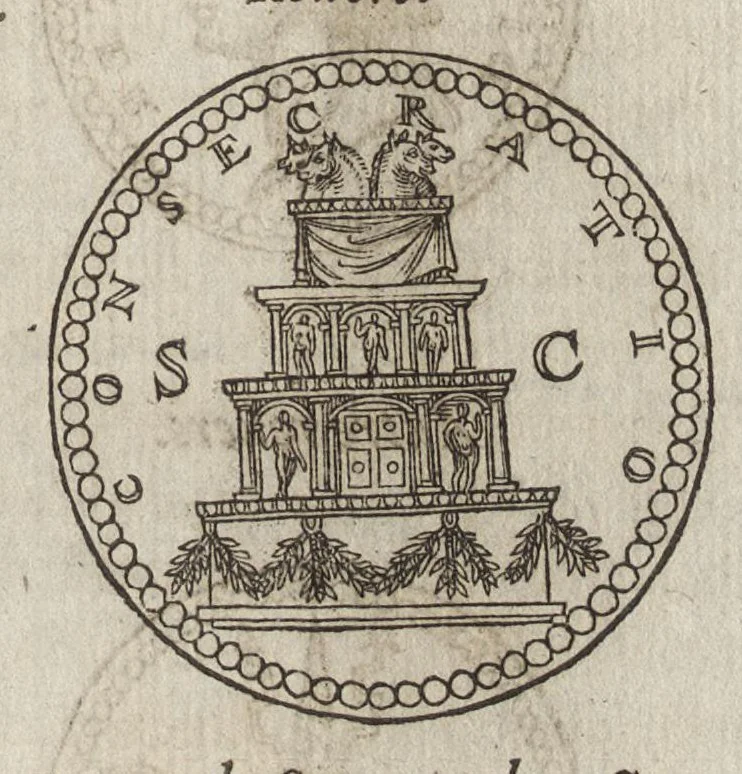 An illustration from Funerailles, & diuerses manieres d'enseuelir des Rommains, Grecs, & autres nations, tant anciennes que modernes, 1581, leaf 194