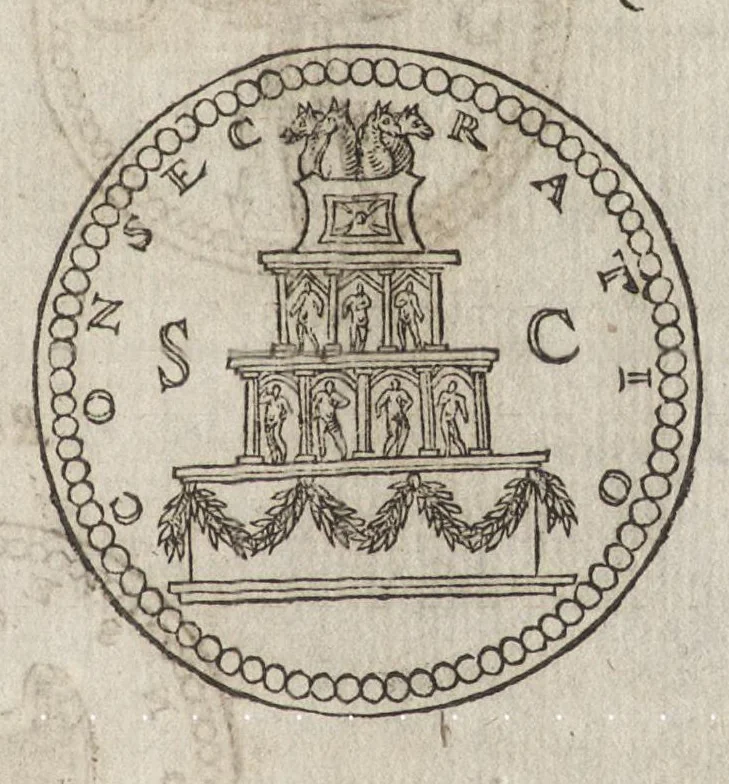 An illustration from Funerailles, & diuerses manieres d'enseuelir des Rommains, Grecs, & autres nations, tant anciennes que modernes, 1581, leaf 194