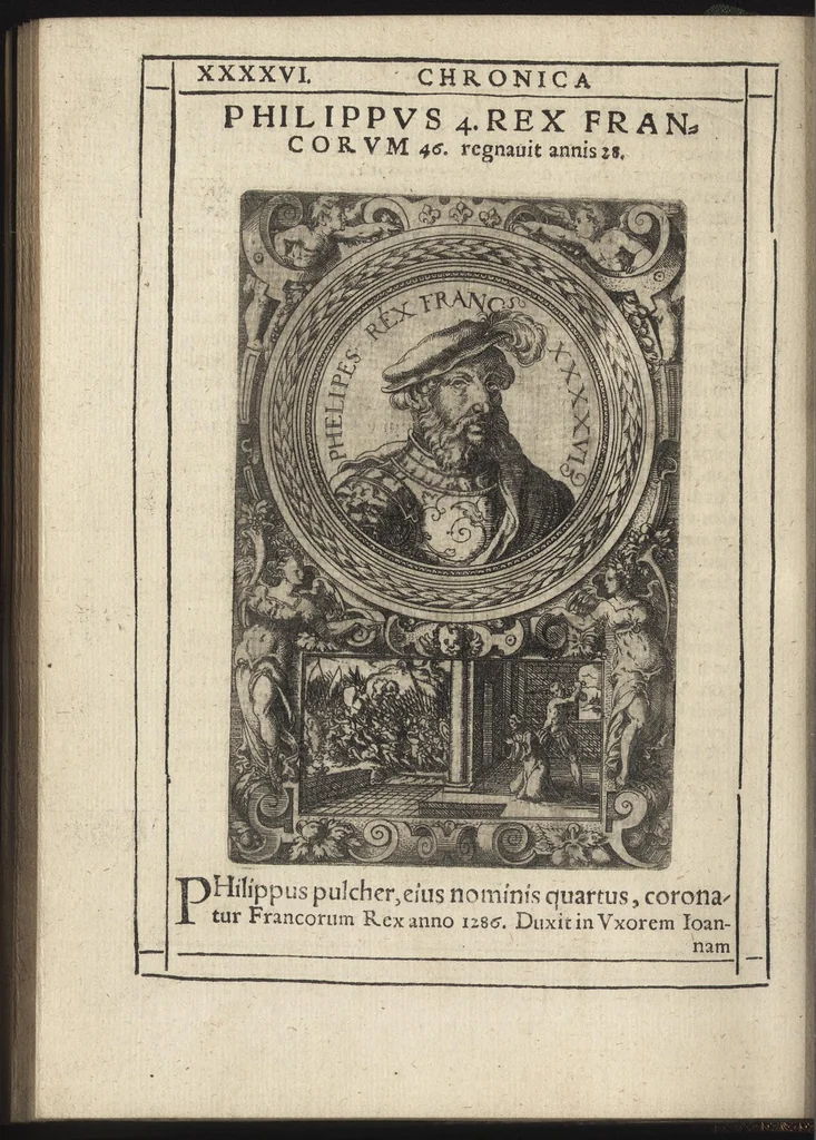 An illustration from Effigies regvm francorvm omnivm : a Pharamvndo ad Henricvm vsqve Tertivm, ad viuum, quantum fieri potuit, expressae, 1576, leaf 101