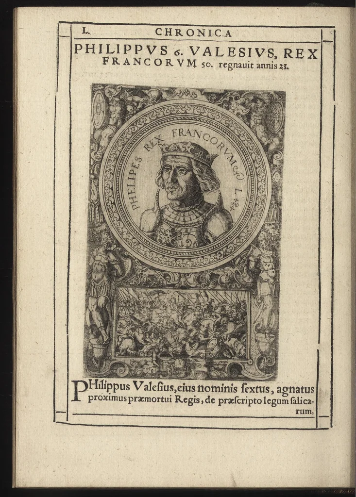 An illustration from Effigies regvm francorvm omnivm : a Pharamvndo ad Henricvm vsqve Tertivm, ad viuum, quantum fieri potuit, expressae, 1576, leaf 109