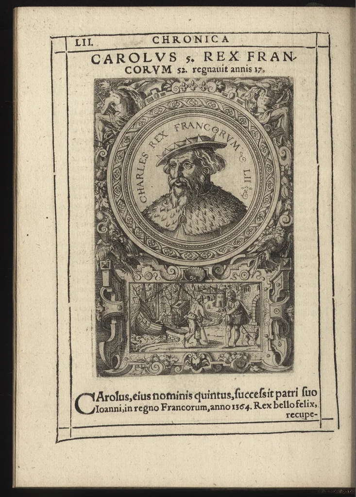 An illustration from Effigies regvm francorvm omnivm : a Pharamvndo ad Henricvm vsqve Tertivm, ad viuum, quantum fieri potuit, expressae, 1576, leaf 113
