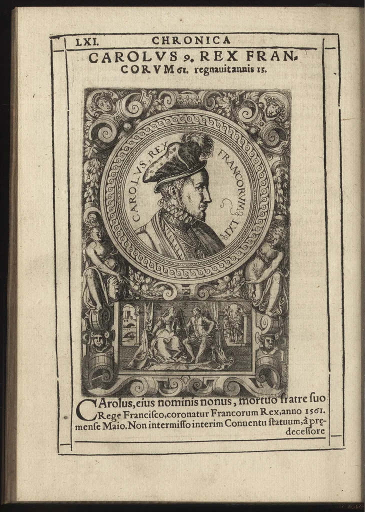An illustration from Effigies regvm francorvm omnivm : a Pharamvndo ad Henricvm vsqve Tertivm, ad viuum, quantum fieri potuit, expressae, 1576, leaf 131