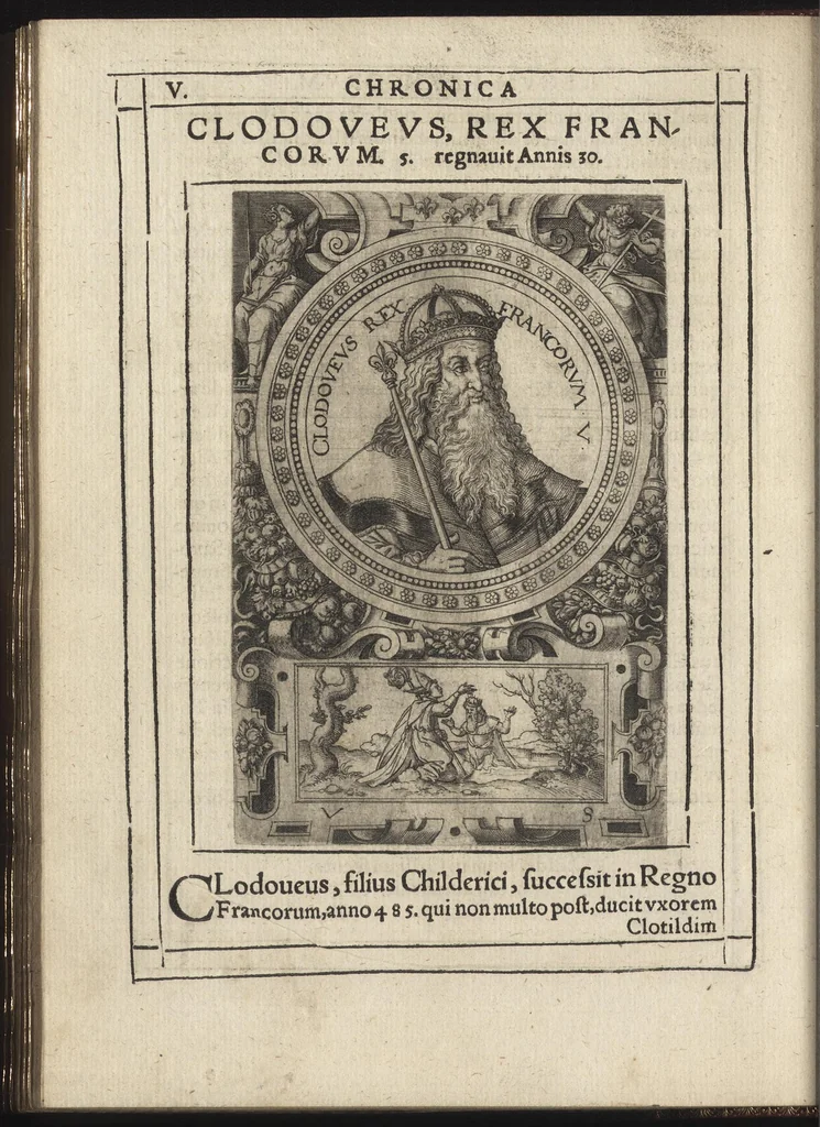 An illustration from Effigies regvm francorvm omnivm : a Pharamvndo ad Henricvm vsqve Tertivm, ad viuum, quantum fieri potuit, expressae, 1576, leaf 19