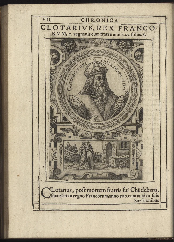 An illustration from Effigies regvm francorvm omnivm : a Pharamvndo ad Henricvm vsqve Tertivm, ad viuum, quantum fieri potuit, expressae, 1576, leaf 23