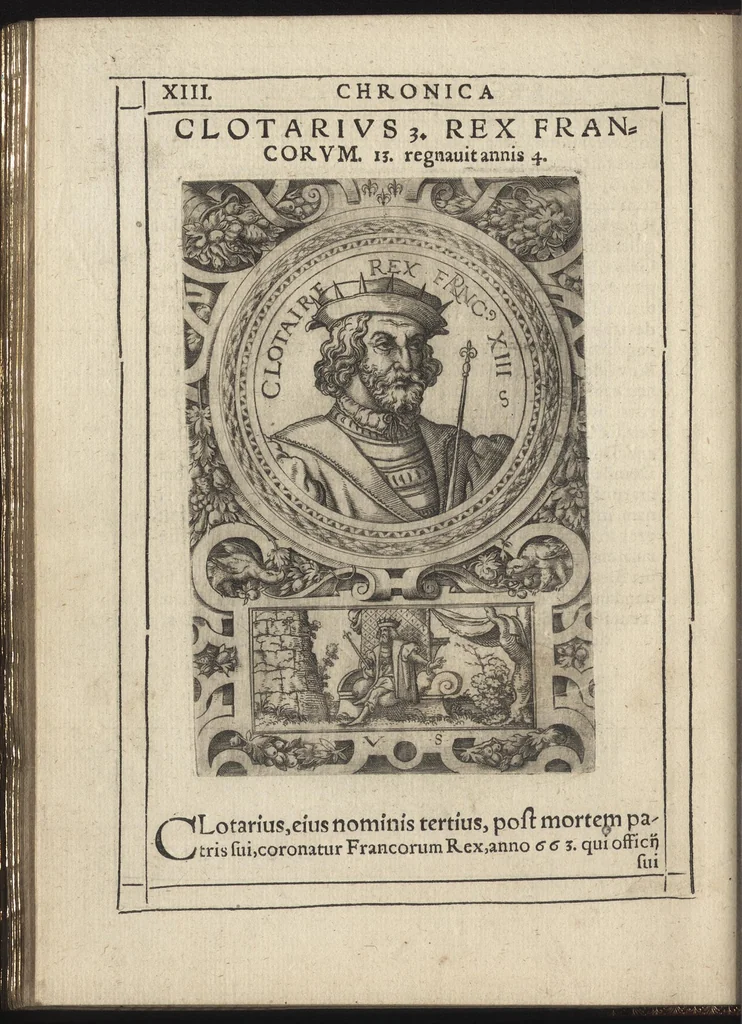 An illustration from Effigies regvm francorvm omnivm : a Pharamvndo ad Henricvm vsqve Tertivm, ad viuum, quantum fieri potuit, expressae, 1576, leaf 35