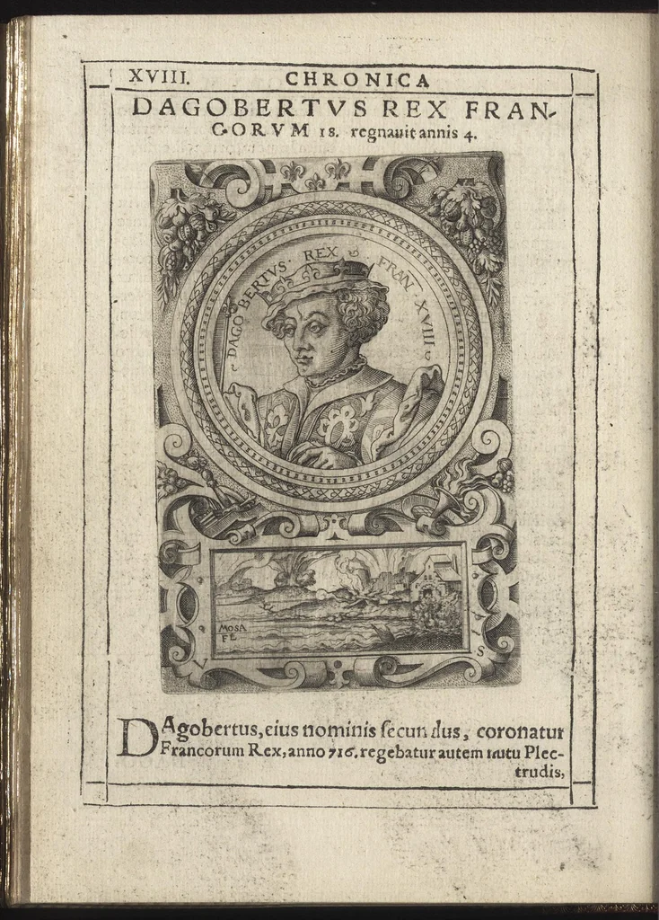 An illustration from Effigies regvm francorvm omnivm : a Pharamvndo ad Henricvm vsqve Tertivm, ad viuum, quantum fieri potuit, expressae, 1576, leaf 45