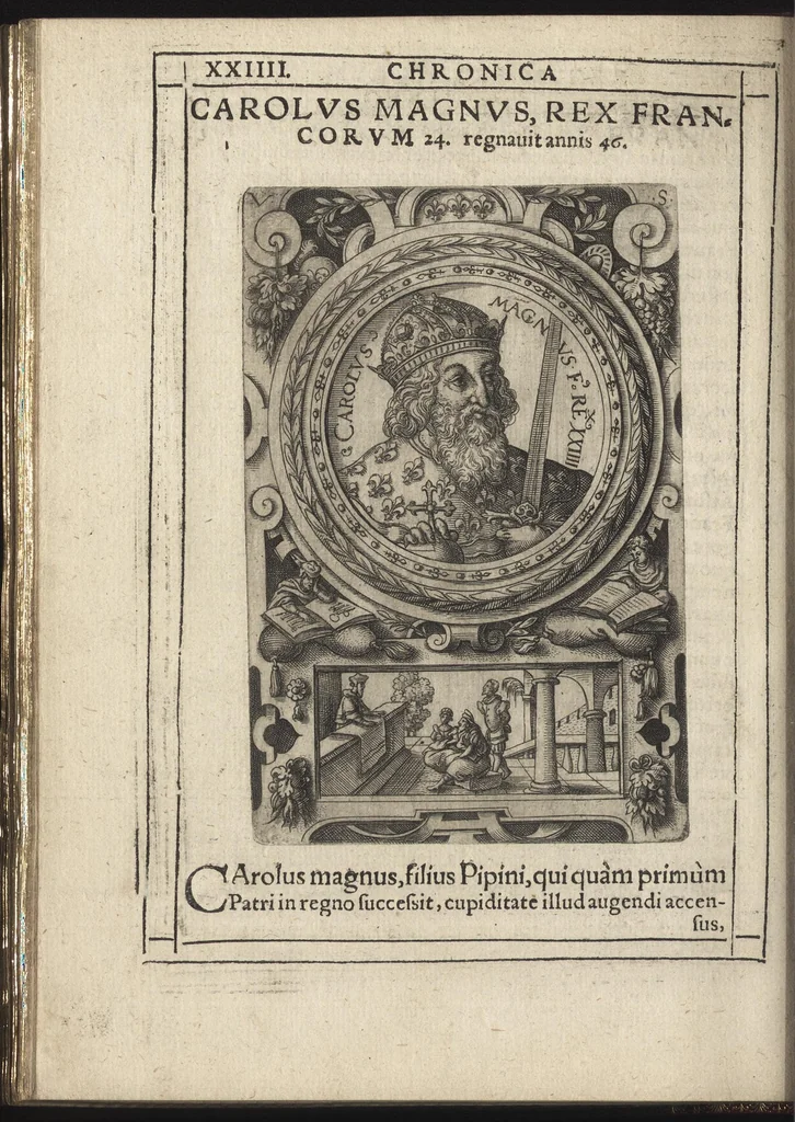 An illustration from Effigies regvm francorvm omnivm : a Pharamvndo ad Henricvm vsqve Tertivm, ad viuum, quantum fieri potuit, expressae, 1576, leaf 57