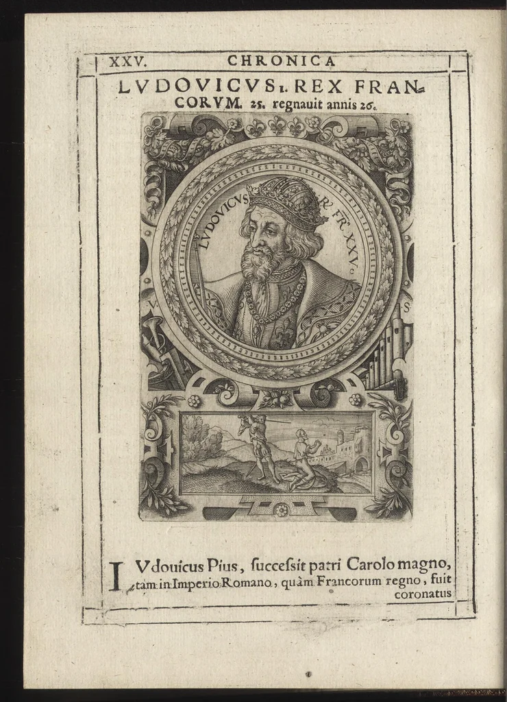 An illustration from Effigies regvm francorvm omnivm : a Pharamvndo ad Henricvm vsqve Tertivm, ad viuum, quantum fieri potuit, expressae, 1576, leaf 59