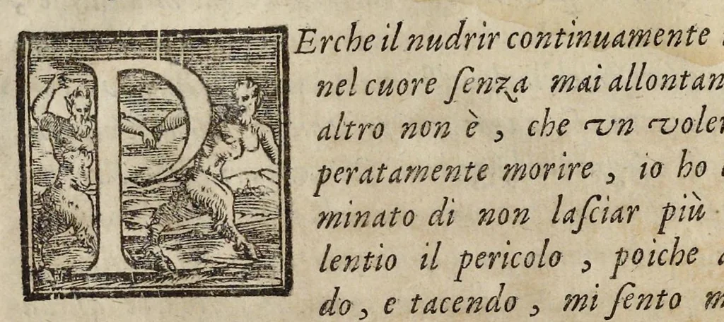 An illustration from Lettere d'Isabella Andreini padovana, comica gelosa, et academica intenta : nominata l'accesa, 1612, leaf 229