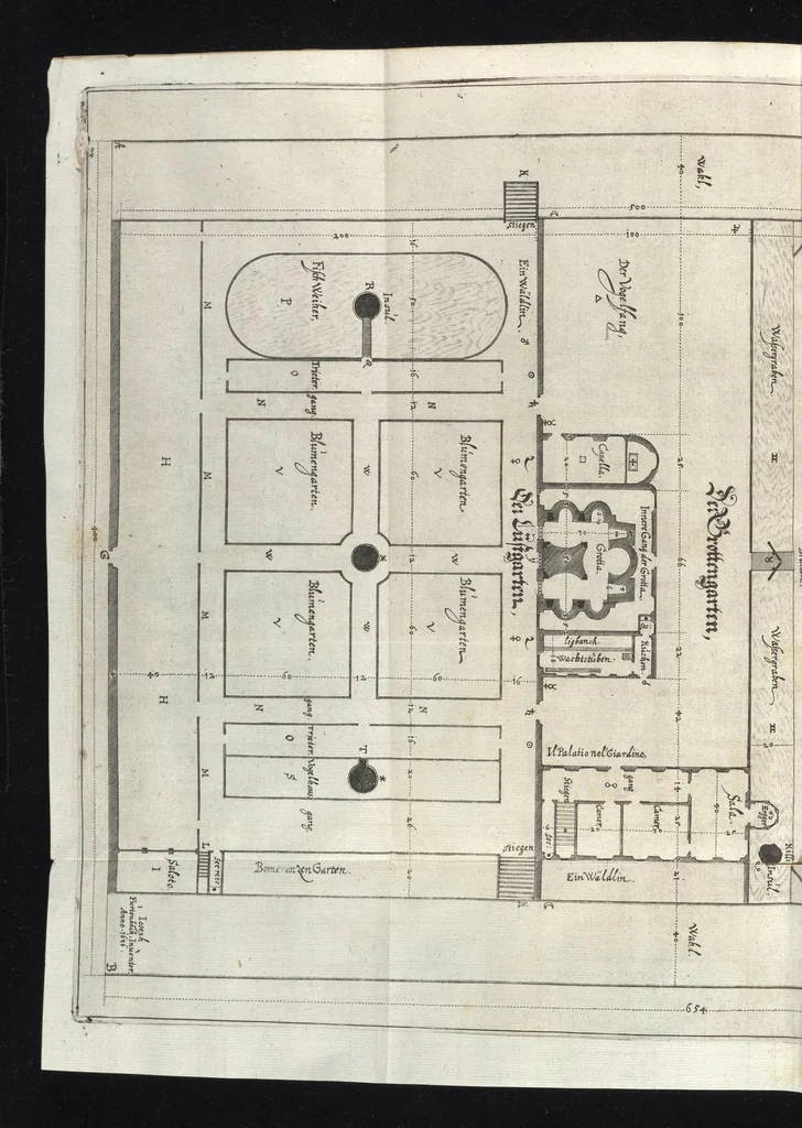 An illustration from Architectvra recreationis, das ist, Von allerhand nutzlich, vnd erfrewlichen Civilischen gebäwen : in vier vnterschidliche Hauptstuck eingetheilt ..., 1640, leaf 129