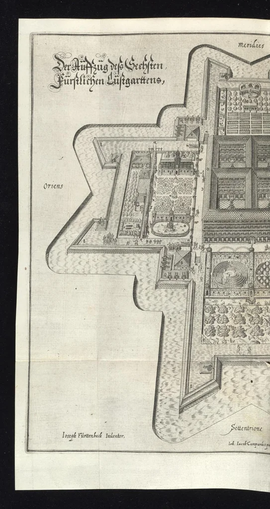 An illustration from Architectvra recreationis, das ist, Von allerhand nutzlich, vnd erfrewlichen Civilischen gebäwen : in vier vnterschidliche Hauptstuck eingetheilt ..., 1640, leaf 195