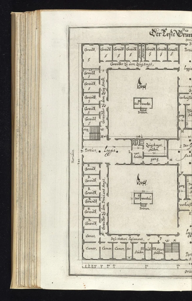 An illustration from Architectvra recreationis, das ist, Von allerhand nutzlich, vnd erfrewlichen Civilischen gebäwen : in vier vnterschidliche Hauptstuck eingetheilt ..., 1640, leaf 233