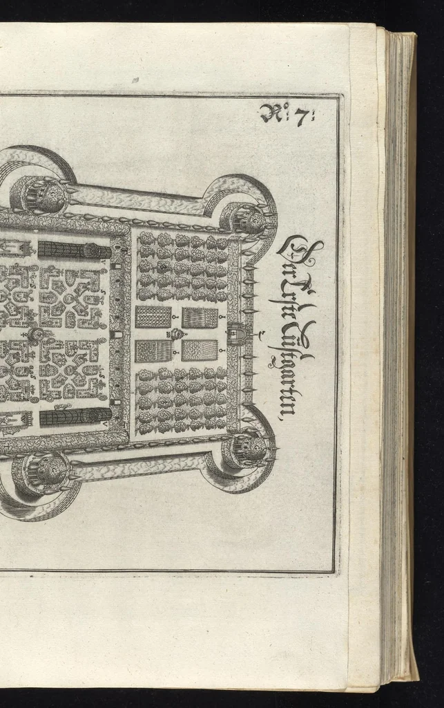 An illustration from Architectvra recreationis, das ist, Von allerhand nutzlich, vnd erfrewlichen Civilischen gebäwen : in vier vnterschidliche Hauptstuck eingetheilt ..., 1640, leaf 74