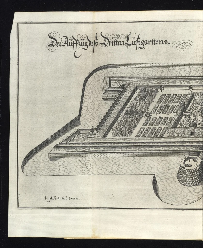 An illustration from Architectvra recreationis, das ist, Von allerhand nutzlich, vnd erfrewlichen Civilischen gebäwen : in vier vnterschidliche Hauptstuck eingetheilt ..., 1640, leaf 87