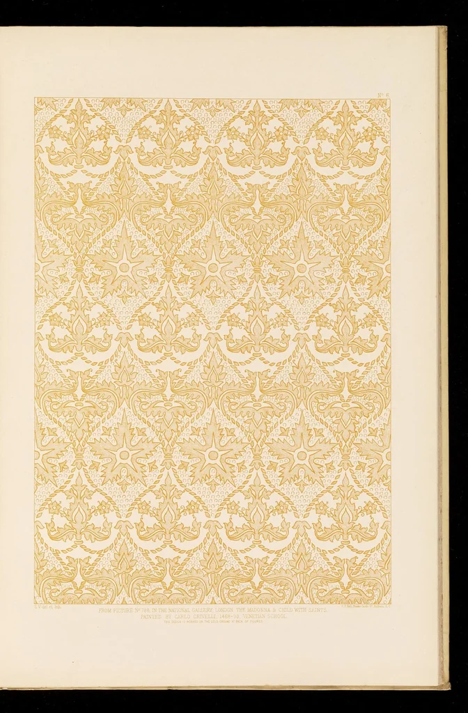 An illustration from Fifteenth century Italian ornament, chiefly taken from brocades and stuffs found in pictures in the National gallery, London;, 1886, leaf 28