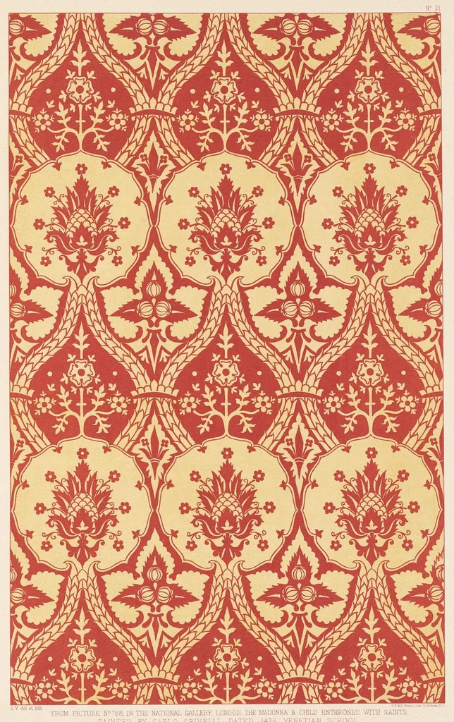 An illustration from Fifteenth century Italian ornament, chiefly taken from brocades and stuffs found in pictures in the National gallery, London;, 1886, leaf 58