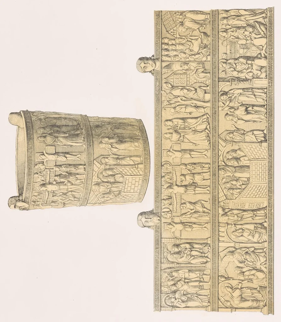 An illustration from Fundgruben der Kunst und Ikonographie in den Elfenbein-Arbeiten des christlichen Altertums und Mittèlalters in 35 Tafeln; Prof. Dr. aus'm Weerths nachgelassenes Werk, 1912, leaf 54