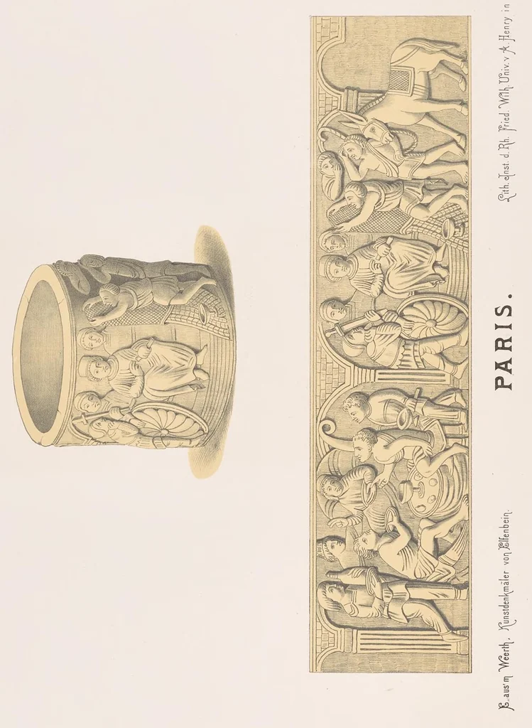 An illustration from Fundgruben der Kunst und Ikonographie in den Elfenbein-Arbeiten des christlichen Altertums und Mittèlalters in 35 Tafeln; Prof. Dr. aus'm Weerths nachgelassenes Werk, 1912, leaf 58