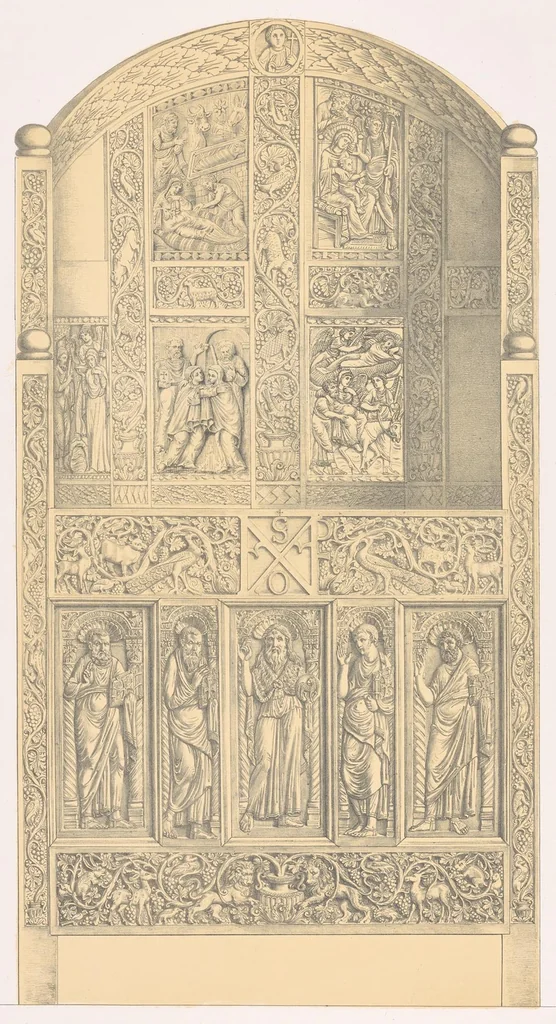 An illustration from Fundgruben der Kunst und Ikonographie in den Elfenbein-Arbeiten des christlichen Altertums und Mittèlalters in 35 Tafeln; Prof. Dr. aus'm Weerths nachgelassenes Werk, 1912, leaf 60