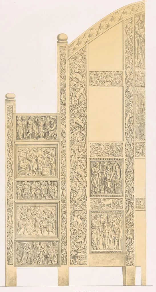 An illustration from Fundgruben der Kunst und Ikonographie in den Elfenbein-Arbeiten des christlichen Altertums und Mittèlalters in 35 Tafeln; Prof. Dr. aus'm Weerths nachgelassenes Werk, 1912, leaf 62