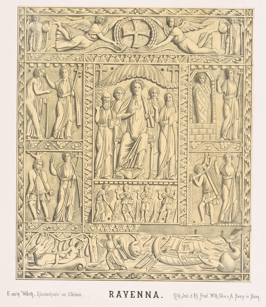 An illustration from Fundgruben der Kunst und Ikonographie in den Elfenbein-Arbeiten des christlichen Altertums und Mittèlalters in 35 Tafeln; Prof. Dr. aus'm Weerths nachgelassenes Werk, 1912, leaf 64