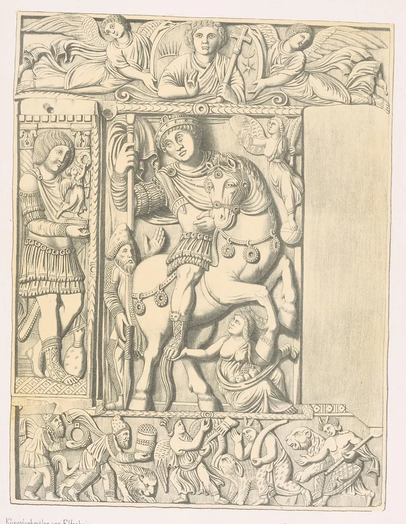An illustration from Fundgruben der Kunst und Ikonographie in den Elfenbein-Arbeiten des christlichen Altertums und Mittèlalters in 35 Tafeln; Prof. Dr. aus'm Weerths nachgelassenes Werk, 1912, leaf 68