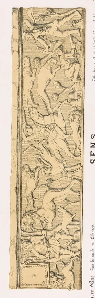 An illustration from Fundgruben der Kunst und Ikonographie in den Elfenbein-Arbeiten des christlichen Altertums und Mittèlalters in 35 Tafeln; Prof. Dr. aus'm Weerths nachgelassenes Werk, 1912, leaf 70