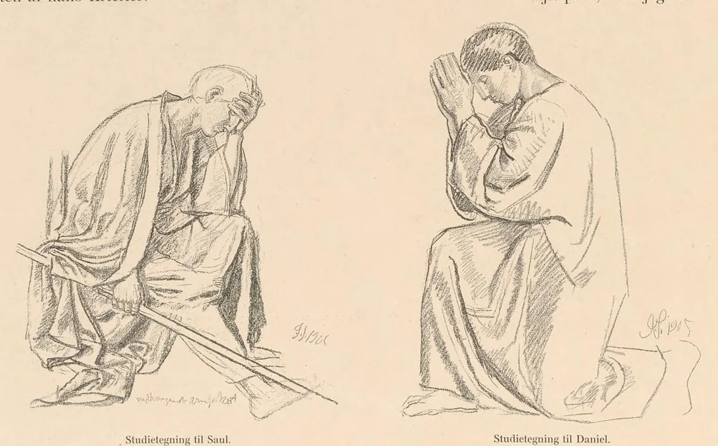 An illustration from Viborg Domkirke: Joakim Skovgaards billeder, Domkirkens historie. La cathédrale de Viborg: les peintures de Joakim Skovgaard, histoire de la cathédrale;, 1909, leaf 29