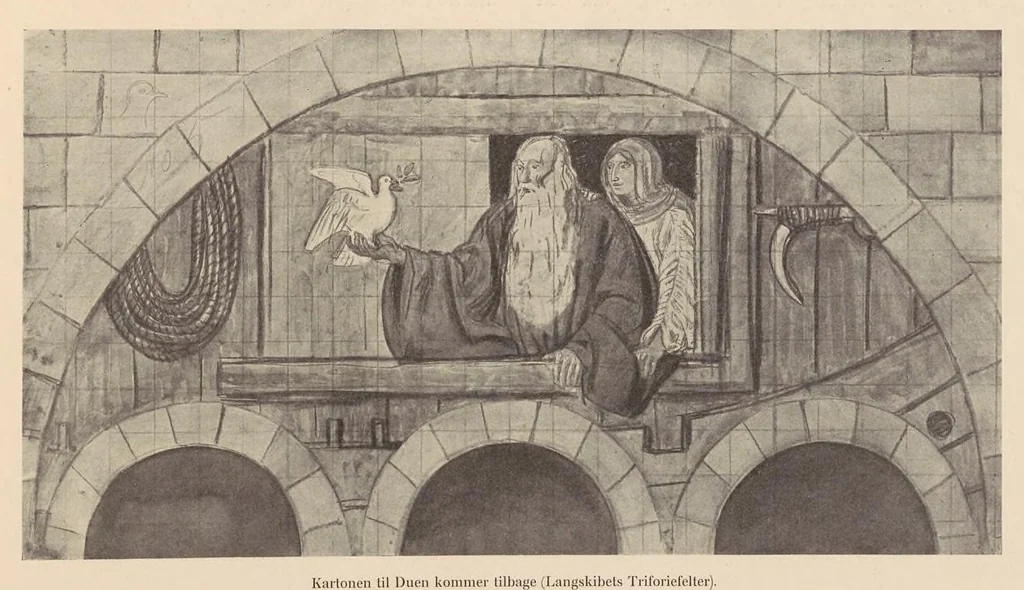 An illustration from Viborg Domkirke: Joakim Skovgaards billeder, Domkirkens historie. La cathédrale de Viborg: les peintures de Joakim Skovgaard, histoire de la cathédrale;, 1909, leaf 40