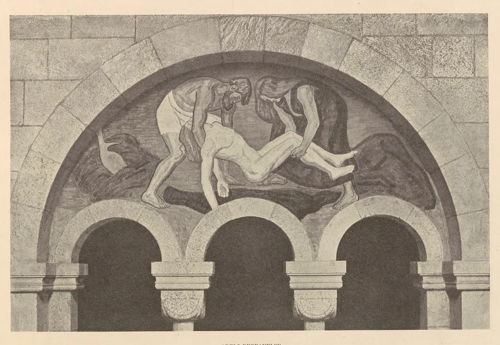 An illustration from Viborg Domkirke: Joakim Skovgaards billeder, Domkirkens historie. La cathédrale de Viborg: les peintures de Joakim Skovgaard, histoire de la cathédrale;, 1909, leaf 80