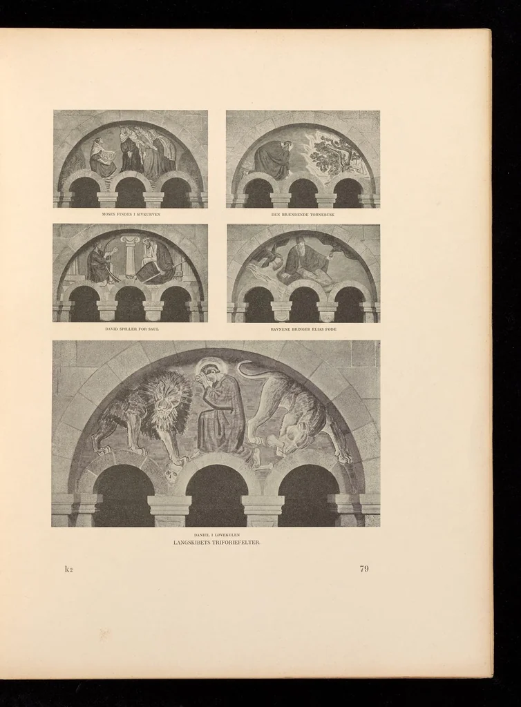 An illustration from Viborg Domkirke: Joakim Skovgaards billeder, Domkirkens historie. La cathédrale de Viborg: les peintures de Joakim Skovgaard, histoire de la cathédrale;, 1909, leaf 82