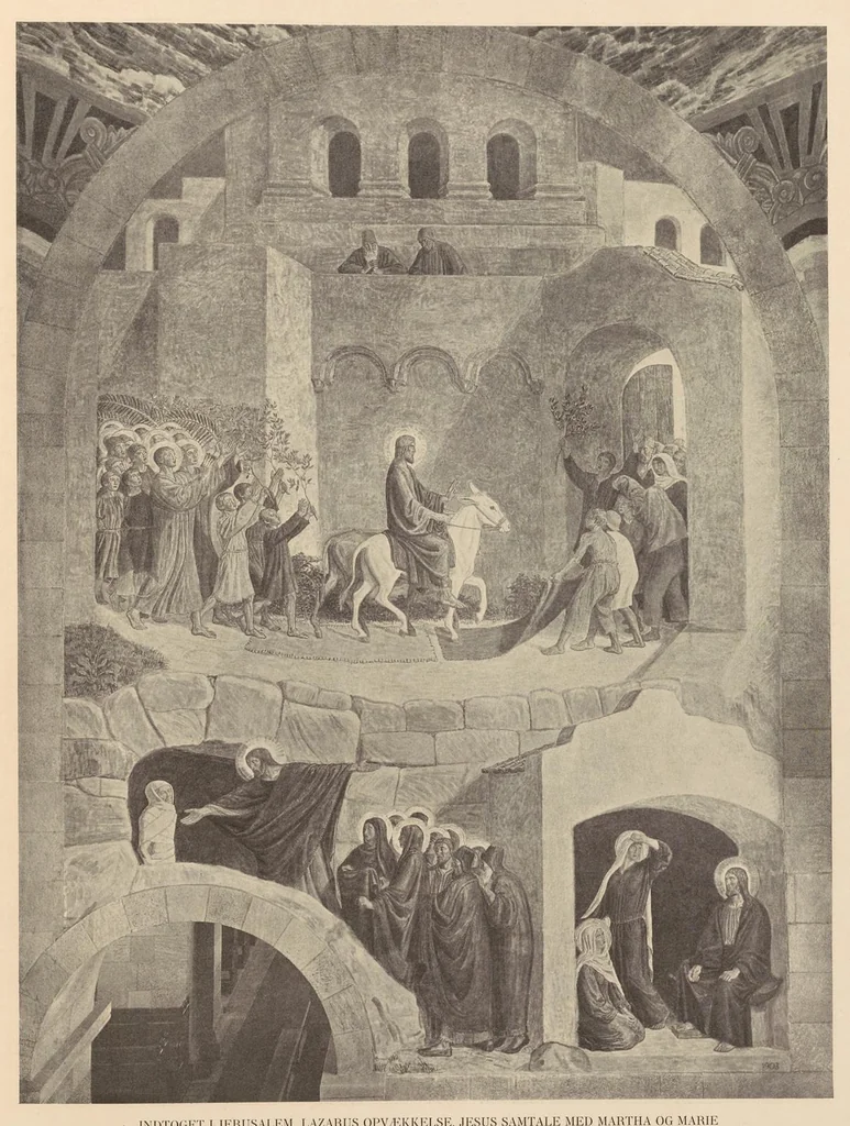 An illustration from Viborg Domkirke: Joakim Skovgaards billeder, Domkirkens historie. La cathédrale de Viborg: les peintures de Joakim Skovgaard, histoire de la cathédrale;, 1909, leaf 88