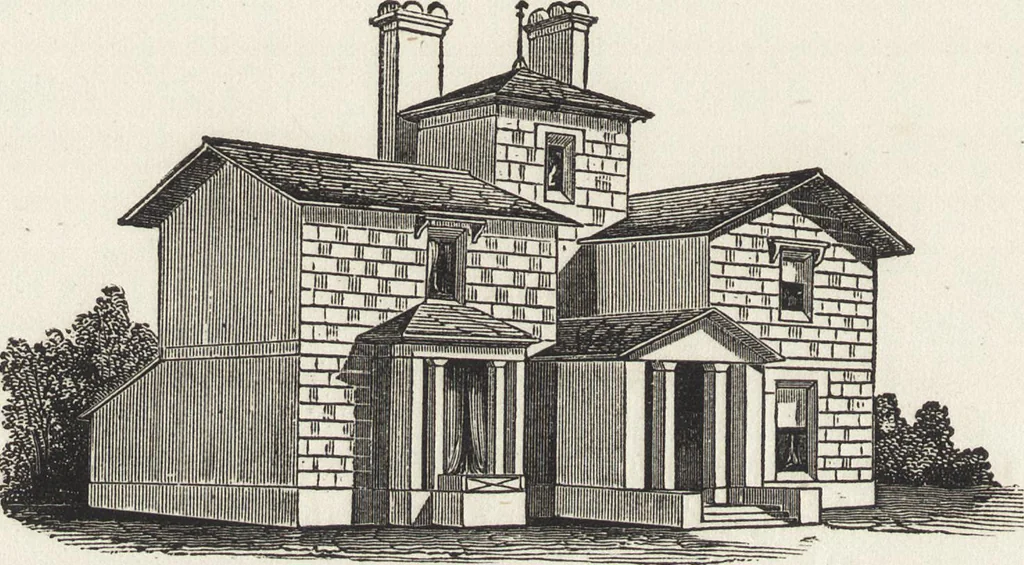 An illustration from The carpenter's assistant : containing a succinct account of Egyptian, Grecian and Roman architecture. Also, a description of the Tuscan, Doric, Ionic, Corinthian and composite orders; together with specifications, practical rules and tables for carpenters, and a glossary of architectural terms. Embellished with upwards of 200 plates of plans, elevations, details, and practical stair-building, 1854, leaf 109