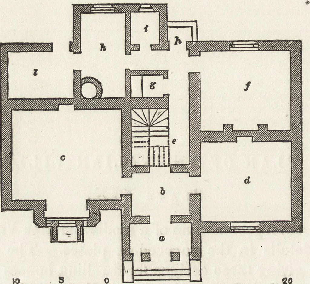An illustration from The carpenter's assistant : containing a succinct account of Egyptian, Grecian and Roman architecture. Also, a description of the Tuscan, Doric, Ionic, Corinthian and composite orders; together with specifications, practical rules and tables for carpenters, and a glossary of architectural terms. Embellished with upwards of 200 plates of plans, elevations, details, and practical stair-building, 1854, leaf 113