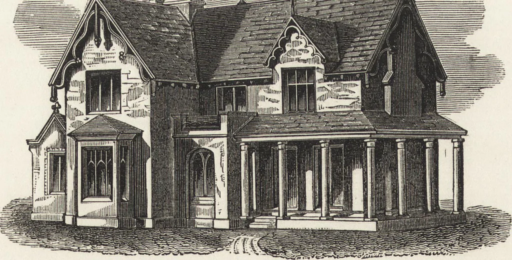 An illustration from The carpenter's assistant : containing a succinct account of Egyptian, Grecian and Roman architecture. Also, a description of the Tuscan, Doric, Ionic, Corinthian and composite orders; together with specifications, practical rules and tables for carpenters, and a glossary of architectural terms. Embellished with upwards of 200 plates of plans, elevations, details, and practical stair-building, 1854, leaf 121