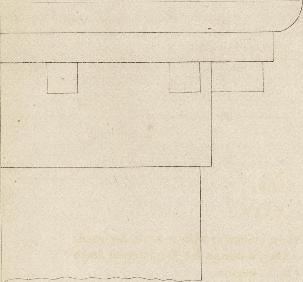 An illustration from The carpenter's assistant : containing a succinct account of Egyptian, Grecian and Roman architecture. Also, a description of the Tuscan, Doric, Ionic, Corinthian and composite orders; together with specifications, practical rules and tables for carpenters, and a glossary of architectural terms. Embellished with upwards of 200 plates of plans, elevations, details, and practical stair-building, 1854, leaf 131