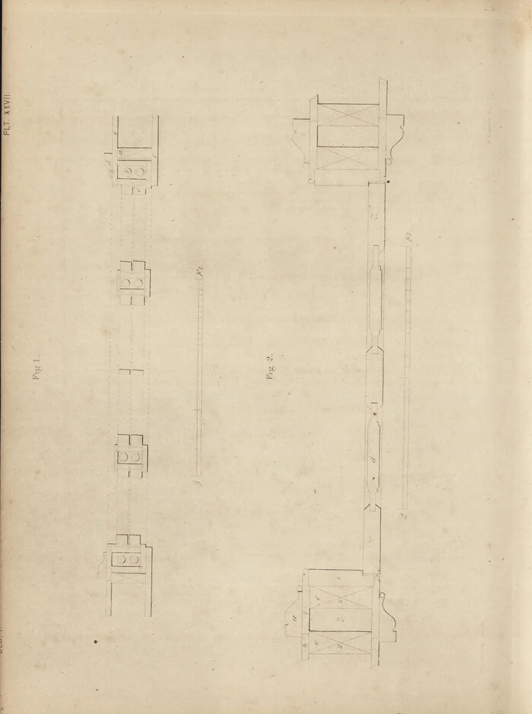 An illustration from The carpenter's assistant : containing a succinct account of Egyptian, Grecian and Roman architecture. Also, a description of the Tuscan, Doric, Ionic, Corinthian and composite orders; together with specifications, practical rules and tables for carpenters, and a glossary of architectural terms. Embellished with upwards of 200 plates of plans, elevations, details, and practical stair-building, 1854, leaf 143